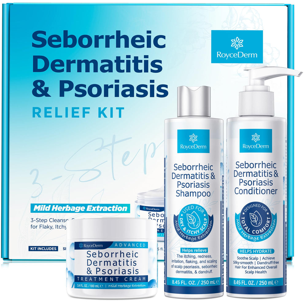 Roycederm Seborrheic Dermatitis Cream bottle for soothing scalp discomfort.