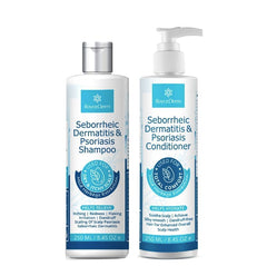 Roycederm shampoo bottle front promotes soothing scalp care for sensitive, itchy skin.