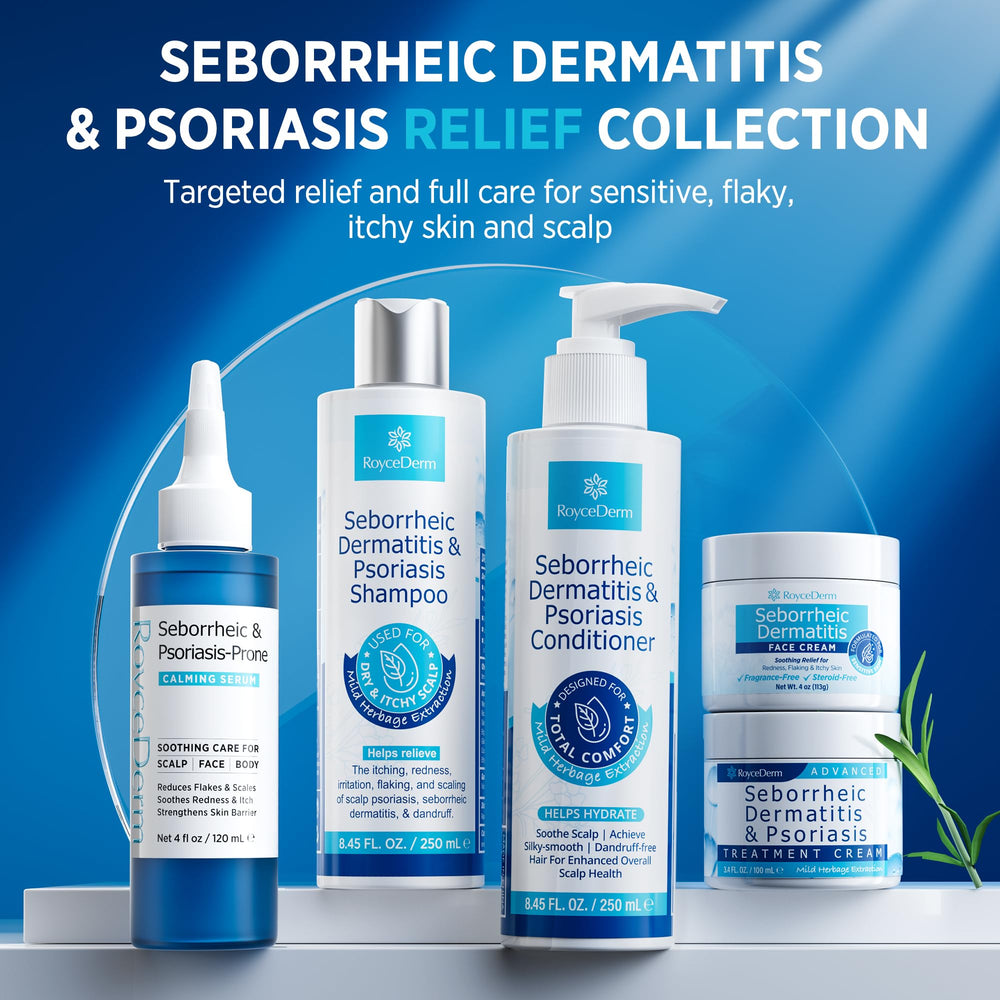 Roycederm Shampoo close-up shows creamy lather for gentle cleanse.