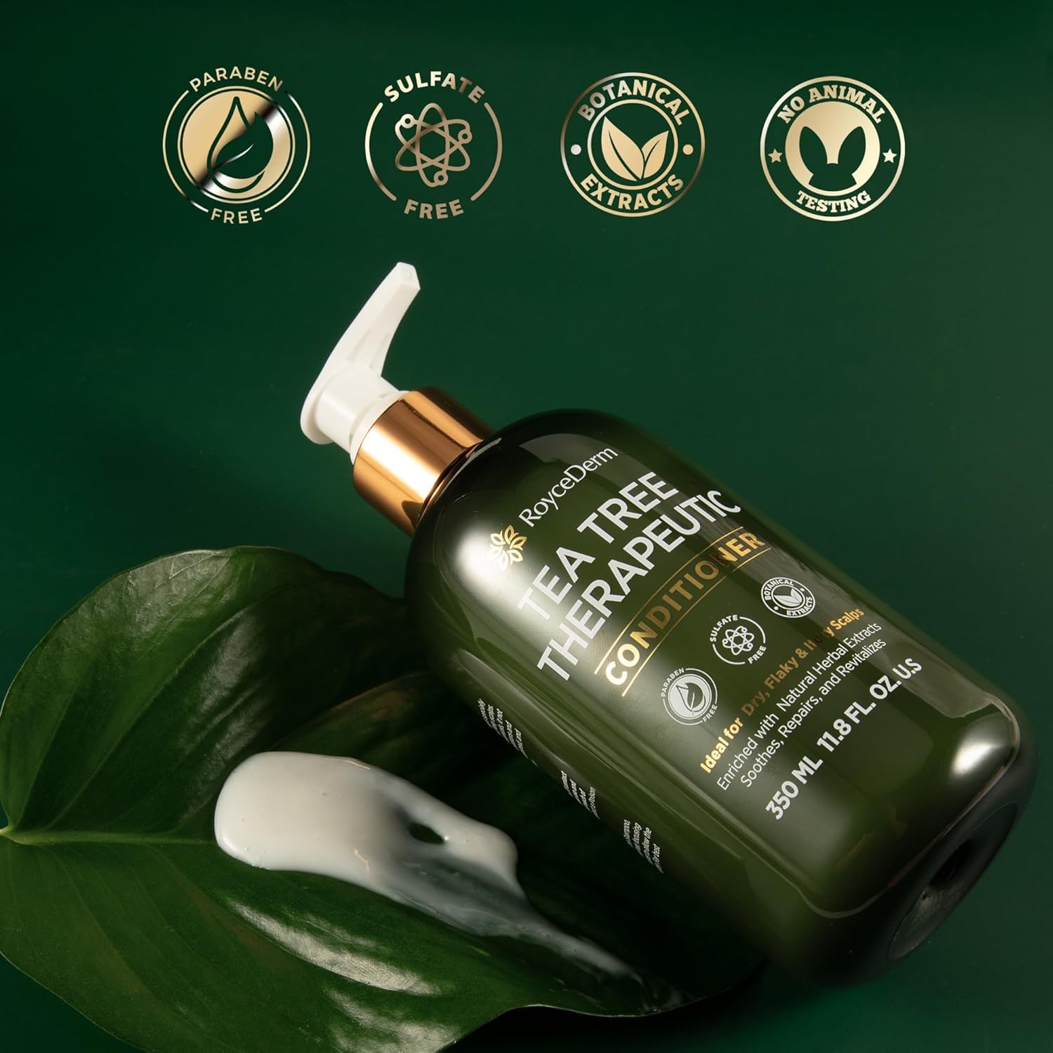 Roycederm Tea Tree Shampoo packaging photo suggests a sulfate-free formula.