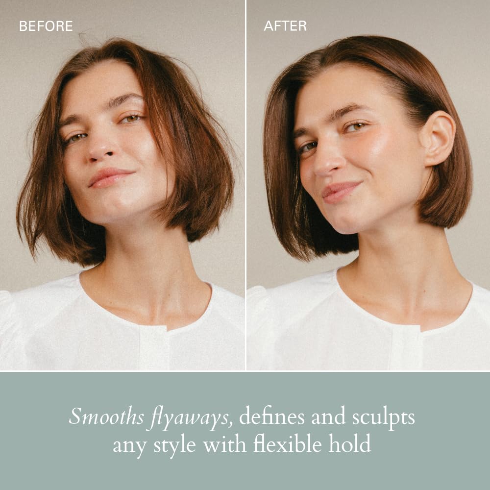 Frizz-control close-up demonstrating smoothing without stiffness with RŌZ cream.