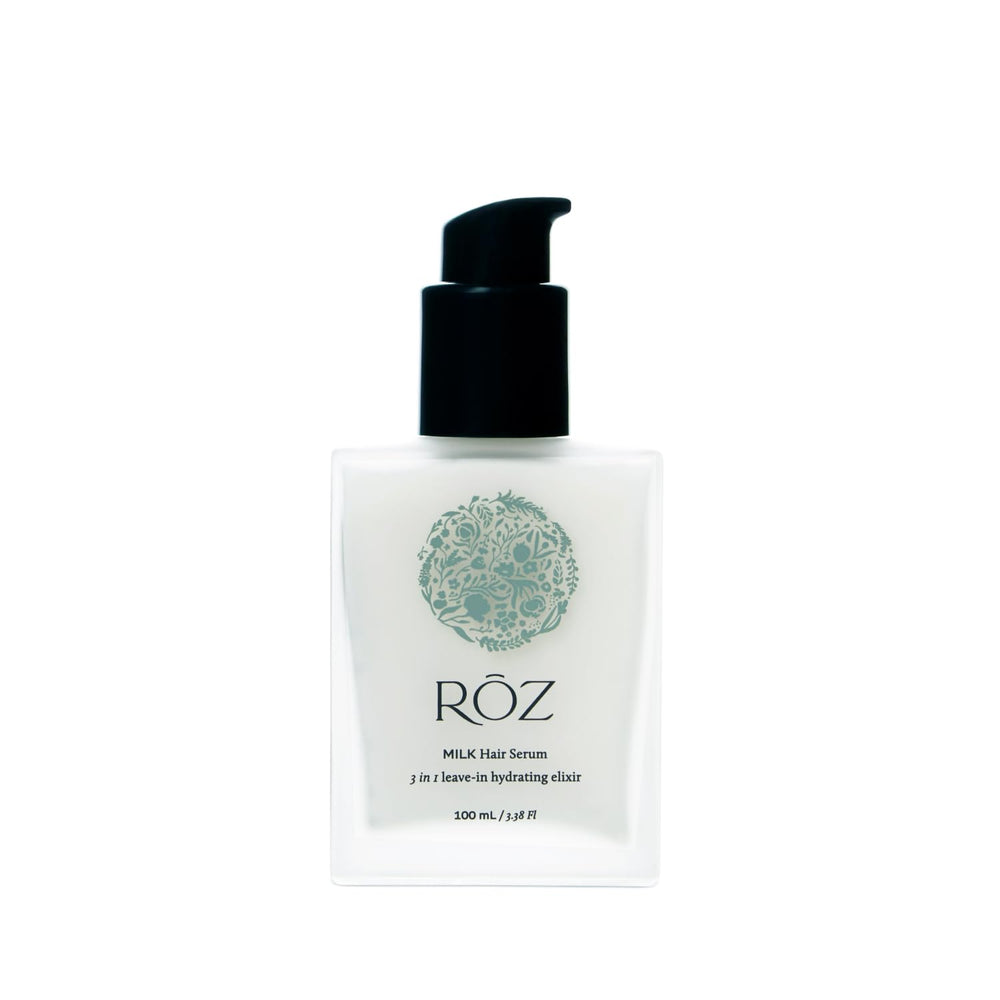 RŌZ Milk Hair Serum bottle pour for smooth, frizz-free styling