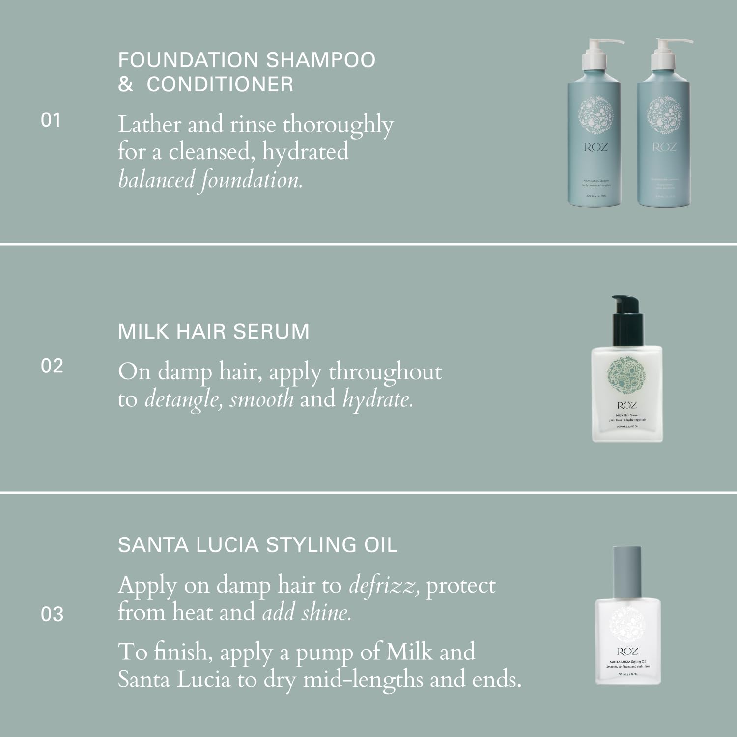 RŌZ Milk Hair Serum ingredients visual highlights BotaniComplex