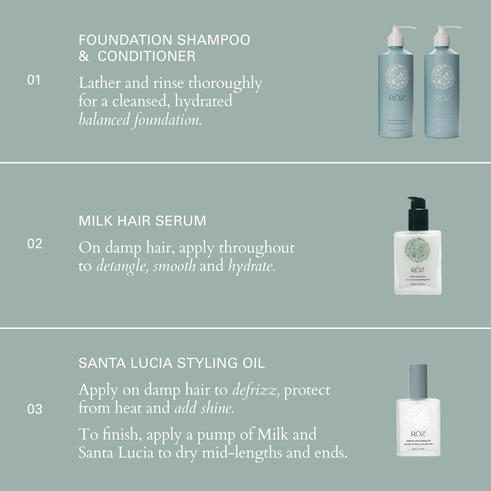 RŌZ Milk Hair Serum ingredients visual highlights BotaniComplex