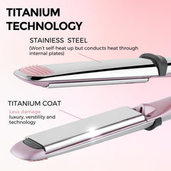 Rozamor 2-in-1 flat iron and curler design for versatile straight or curled looks.