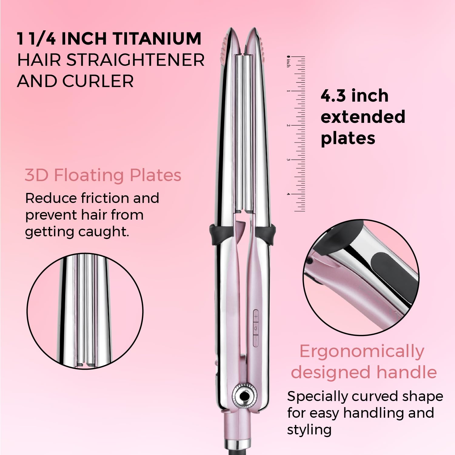 Rozamor negative ion technology for reduced static and enhanced shine during styling.