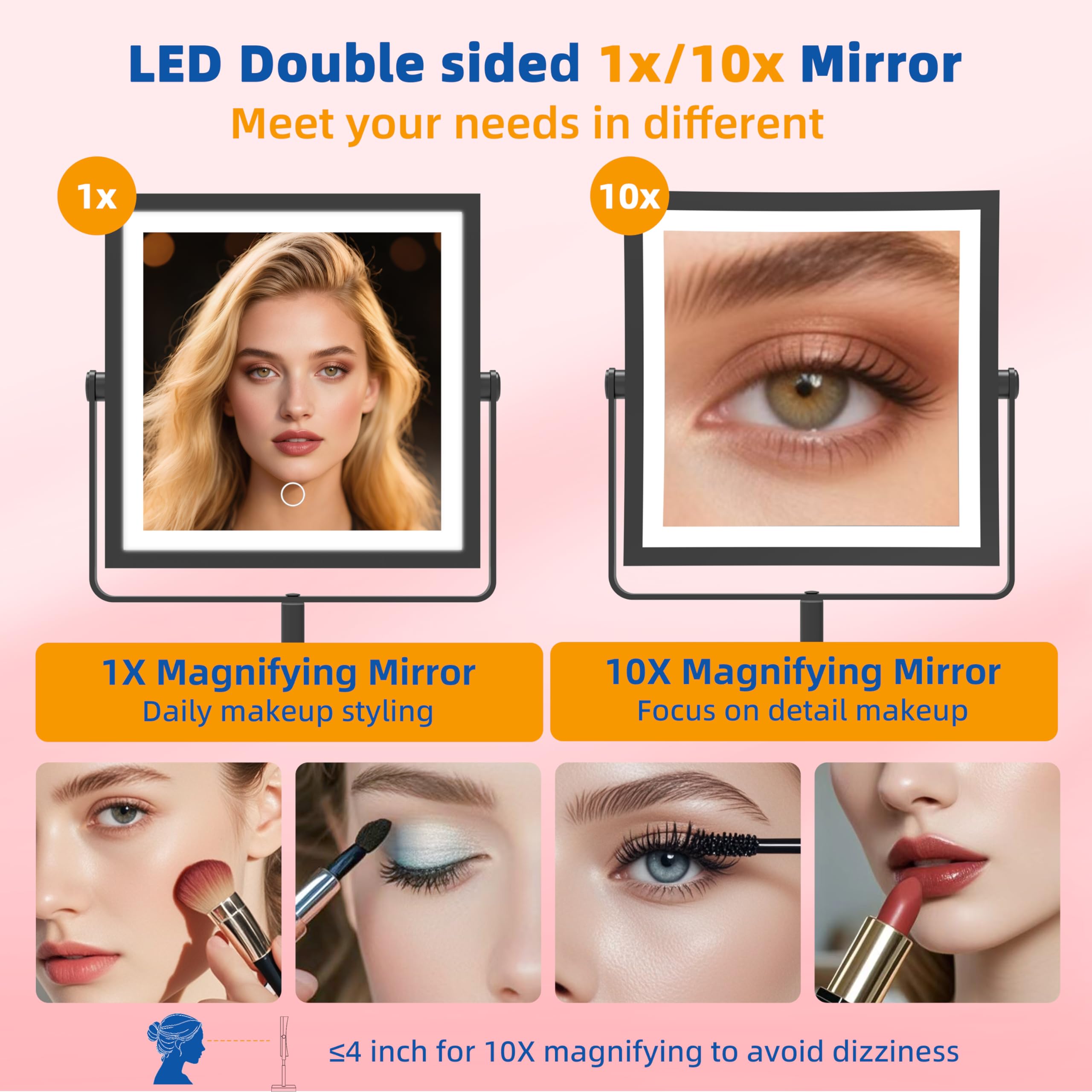 Ruacq LED mirror with color temperature control for natural-looking lighting.