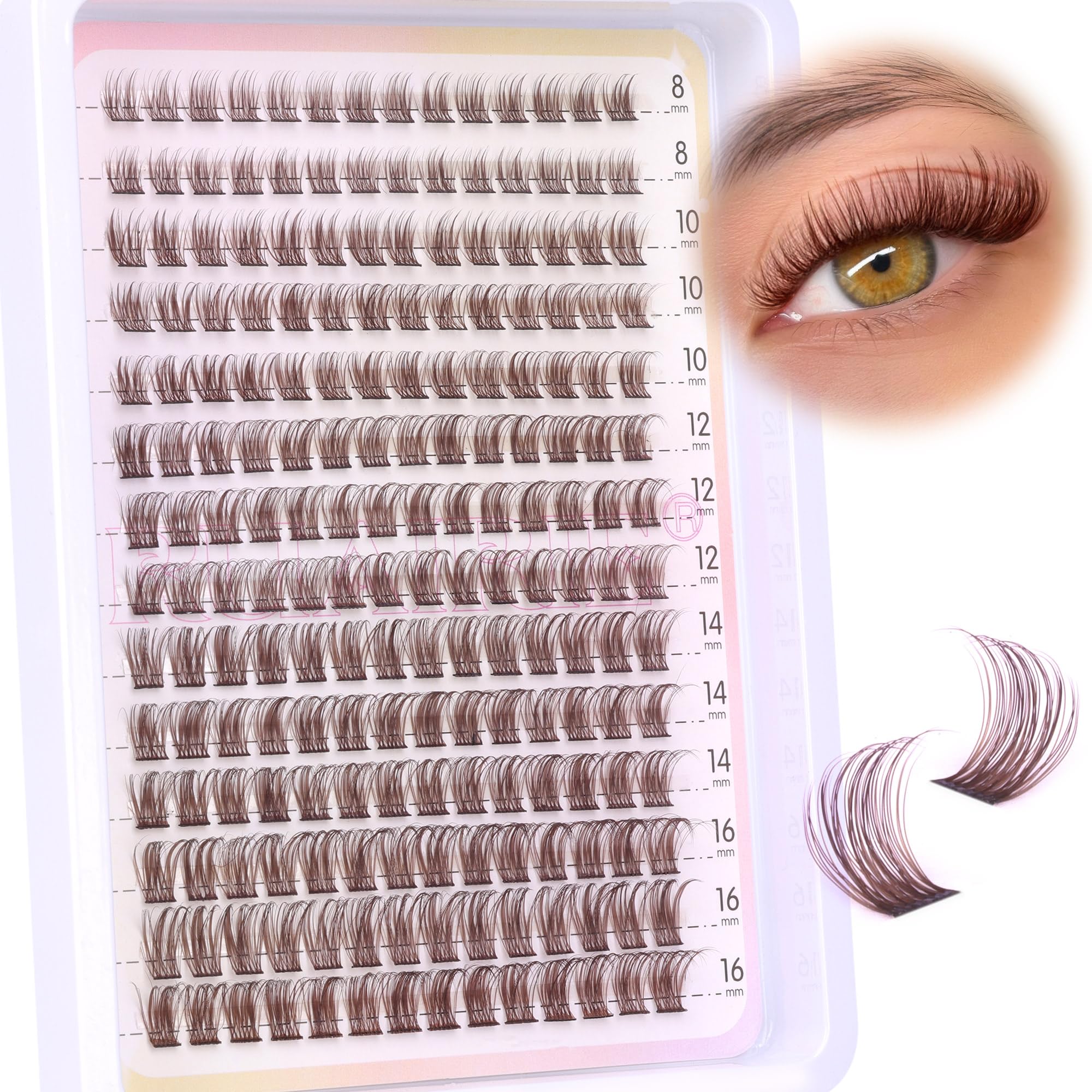 Ruairie brown lash clusters 196pcs for a natural wispy look