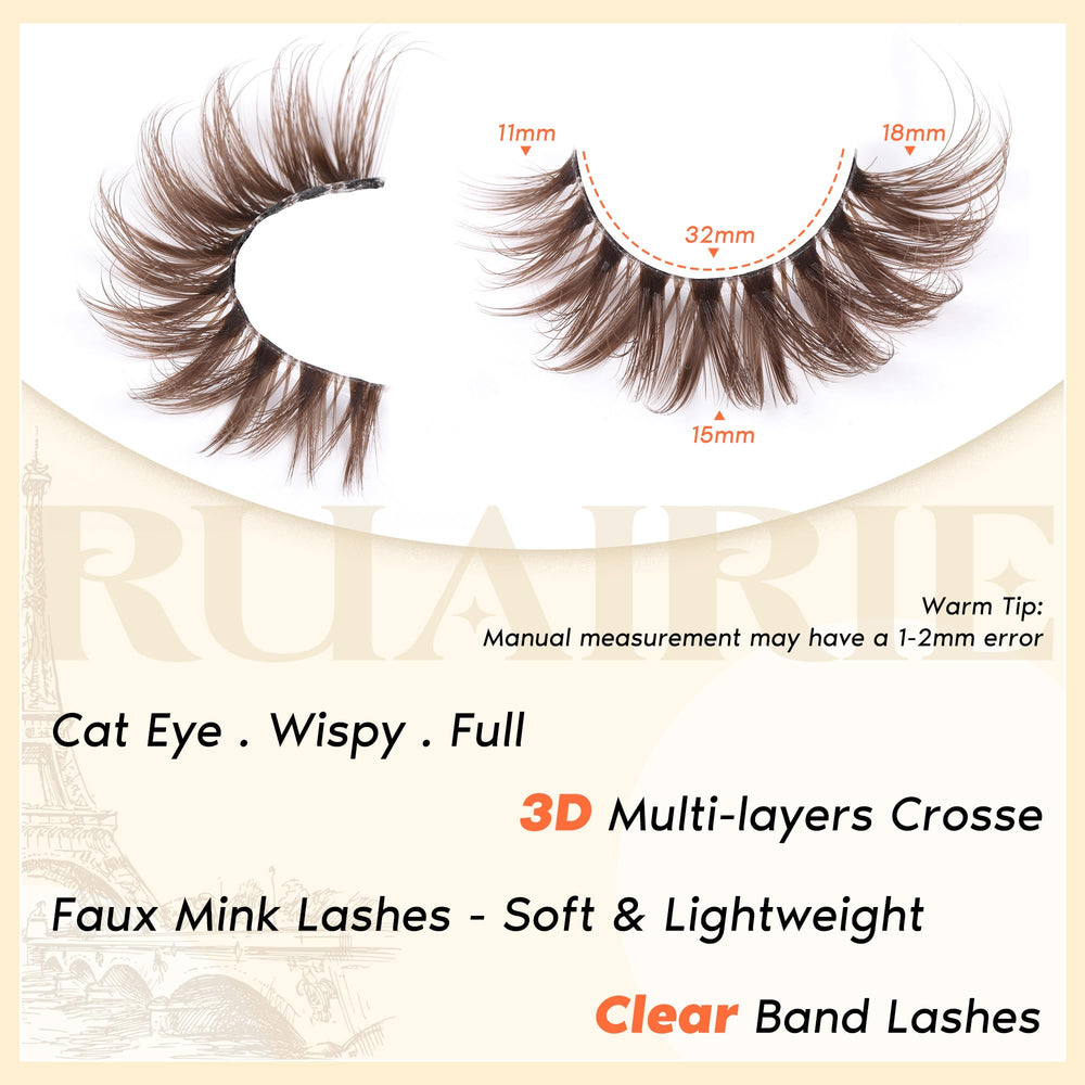 Ruairie CD-curly brown eyelashes create fuller, balanced volume for everyday glamour.