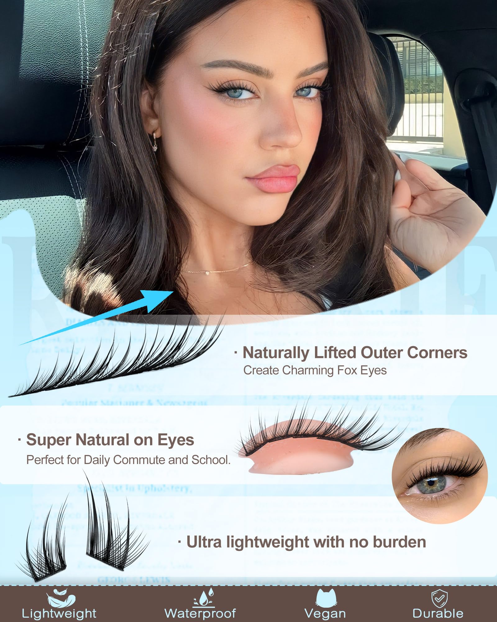Ruairie cat-eye look lashes transition smoothly from work to date night.