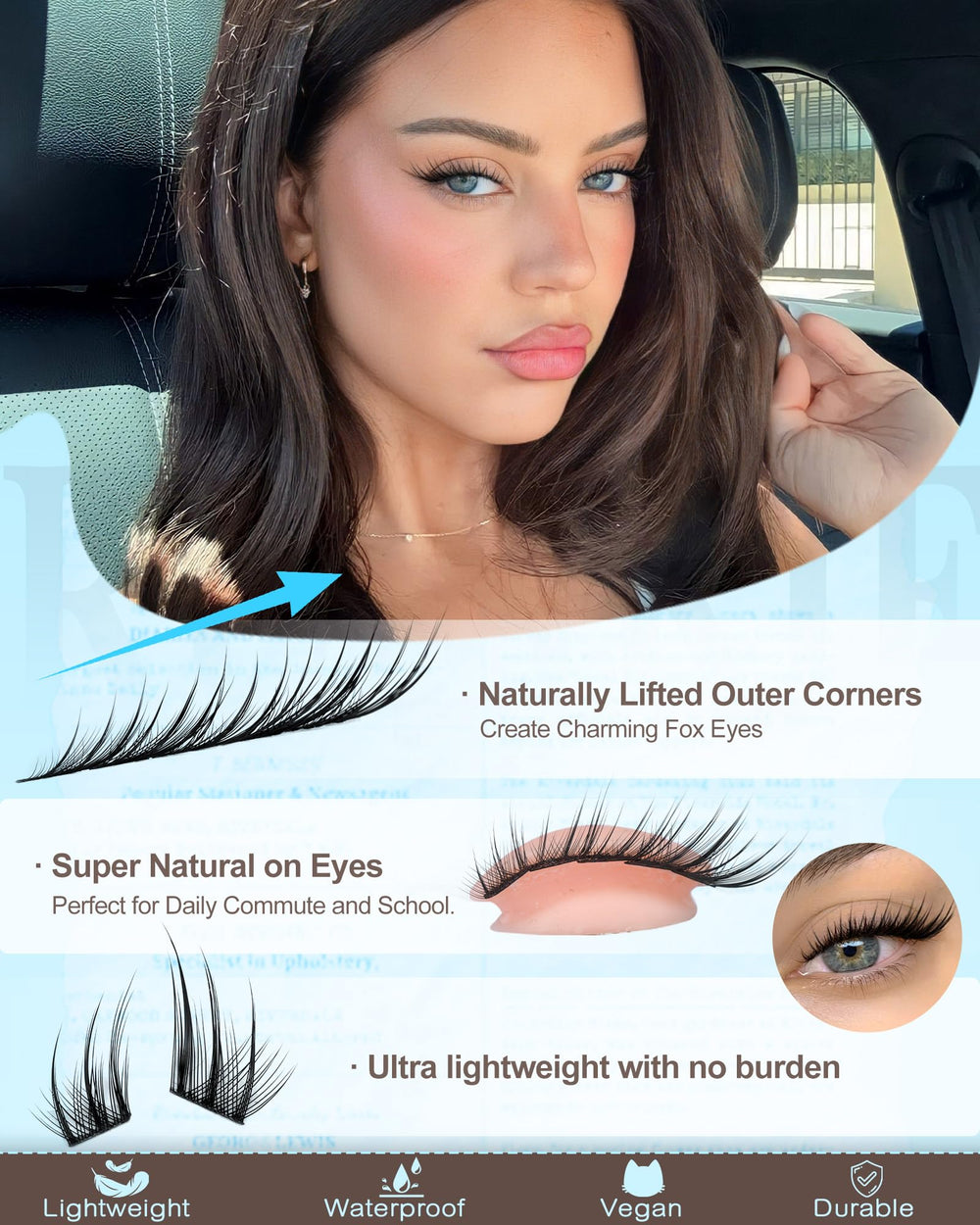 Ruairie cat-eye look lashes transition smoothly from work to date night.
