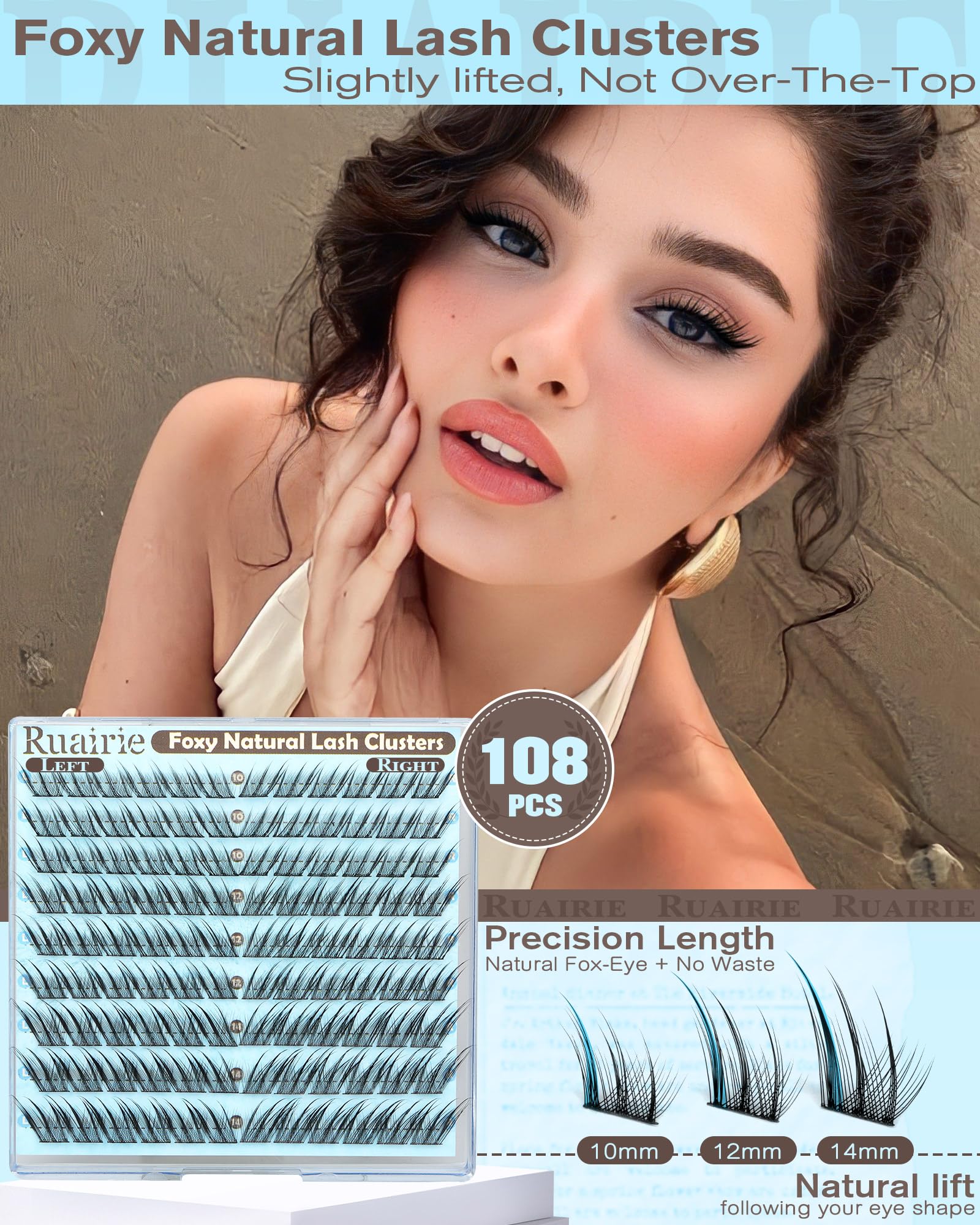 Ruairie fairy lash clusters winged outer corner lifts eye shape for a brighter look.