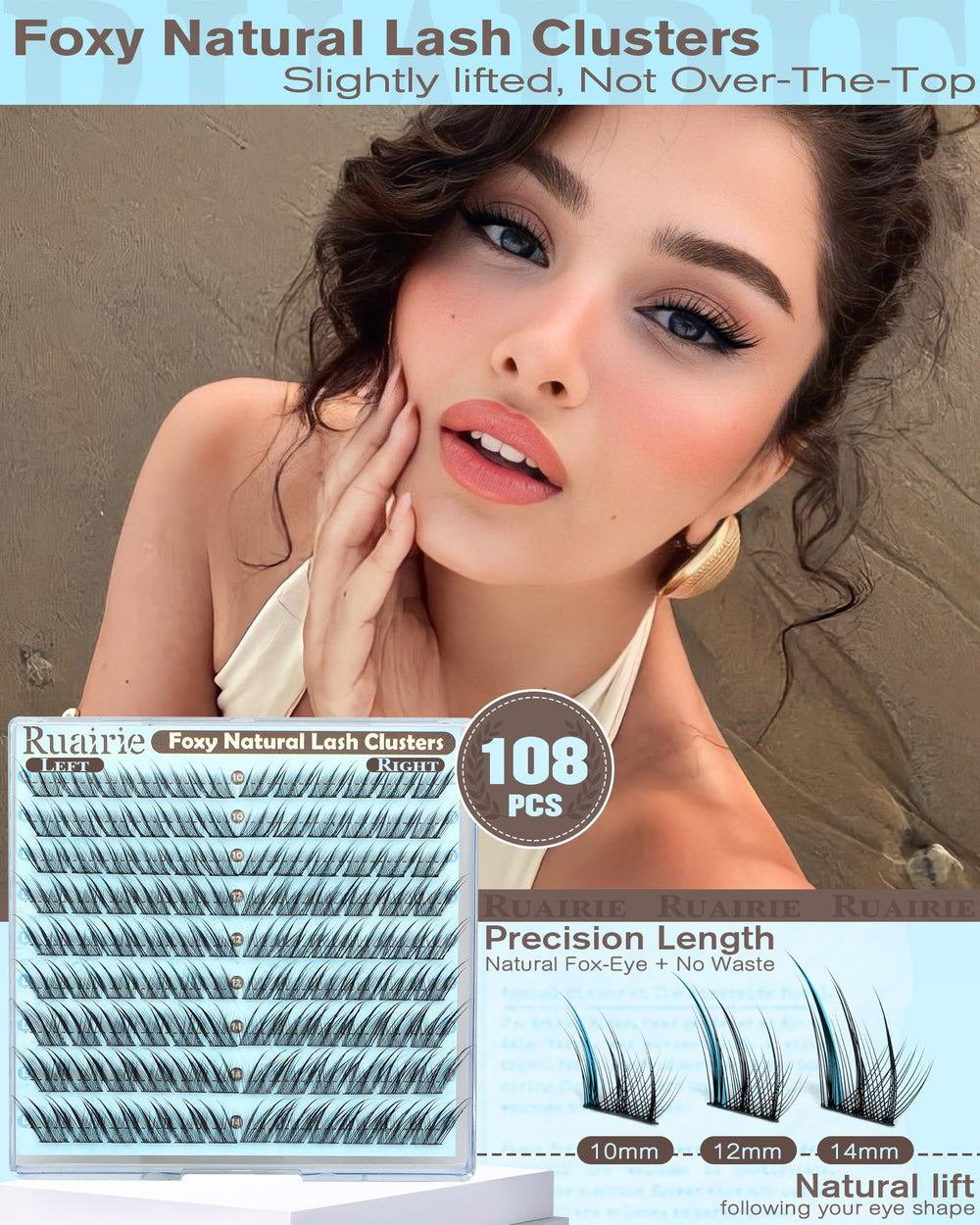 Ruairie fairy lash clusters winged outer corner lifts eye shape for a brighter look.