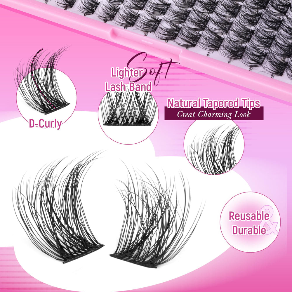 Ruairie Lash Clusters mixed lengths (8–16 mm) for customizable volume.