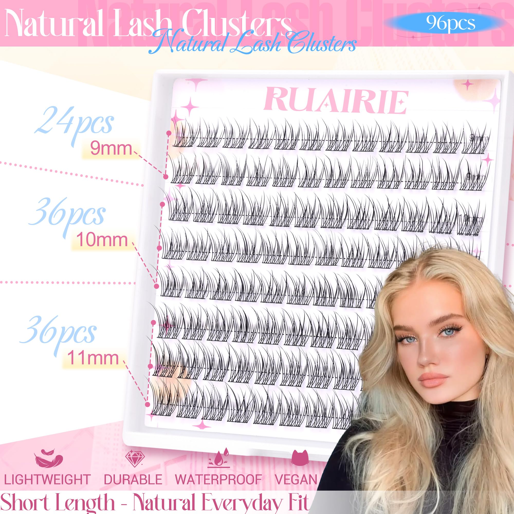 Ruairie lash clusters wispy 9-11mm ready for at-home application