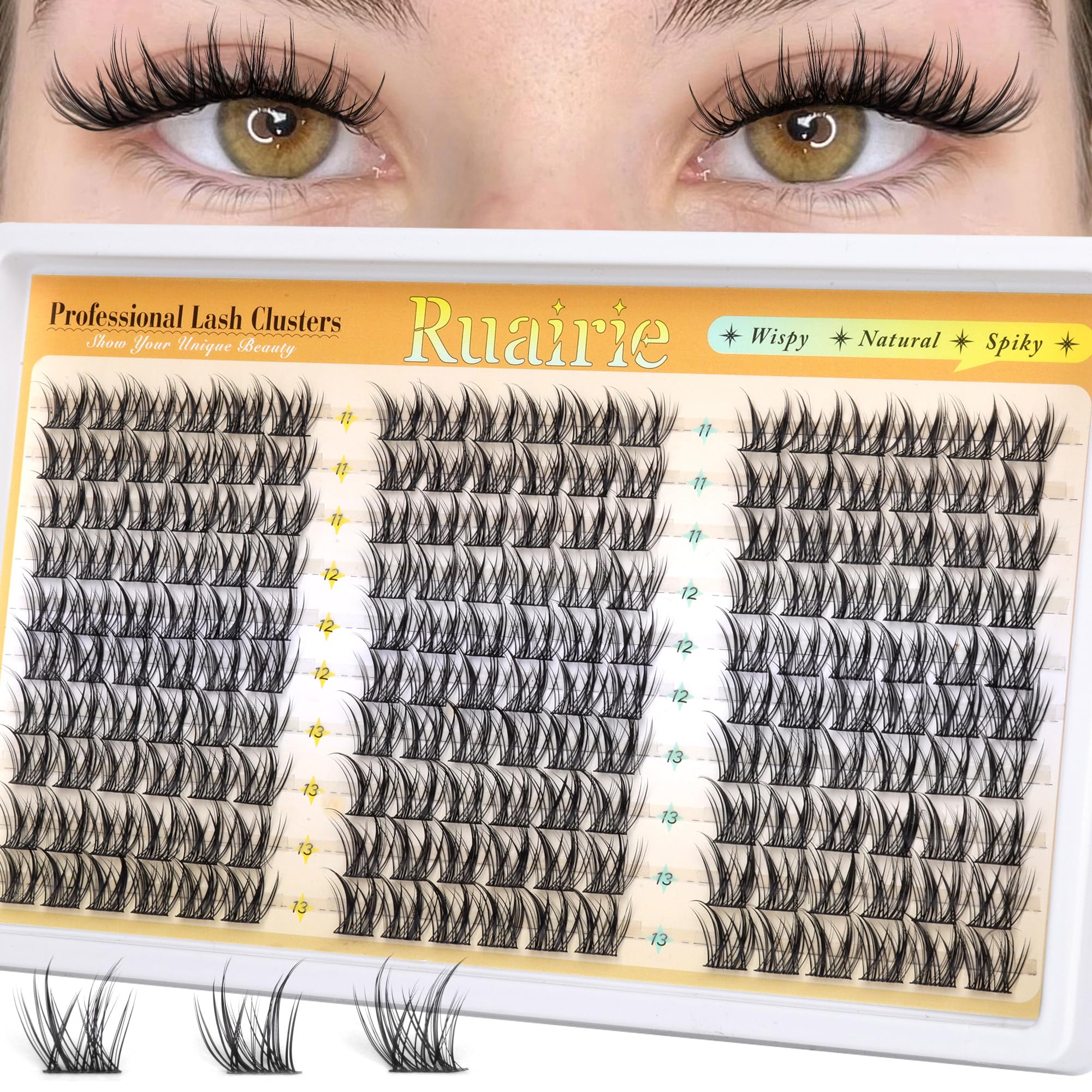 Ruairie manga lash clusters design enhances eye definition with separated spikes.