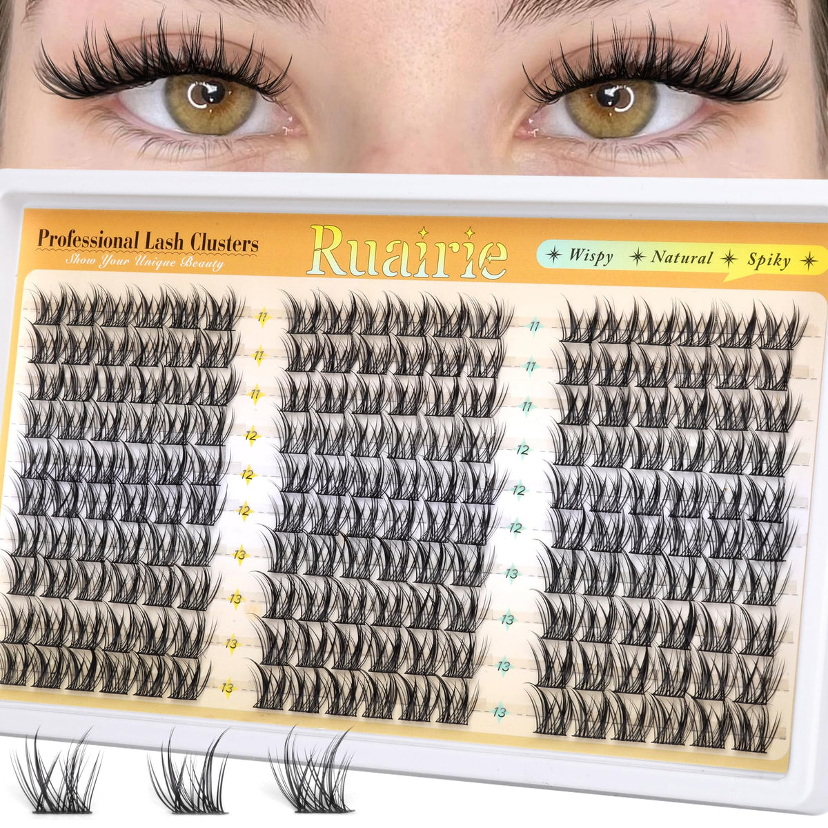 Ruairie manga lash clusters design enhances eye definition with separated spikes.