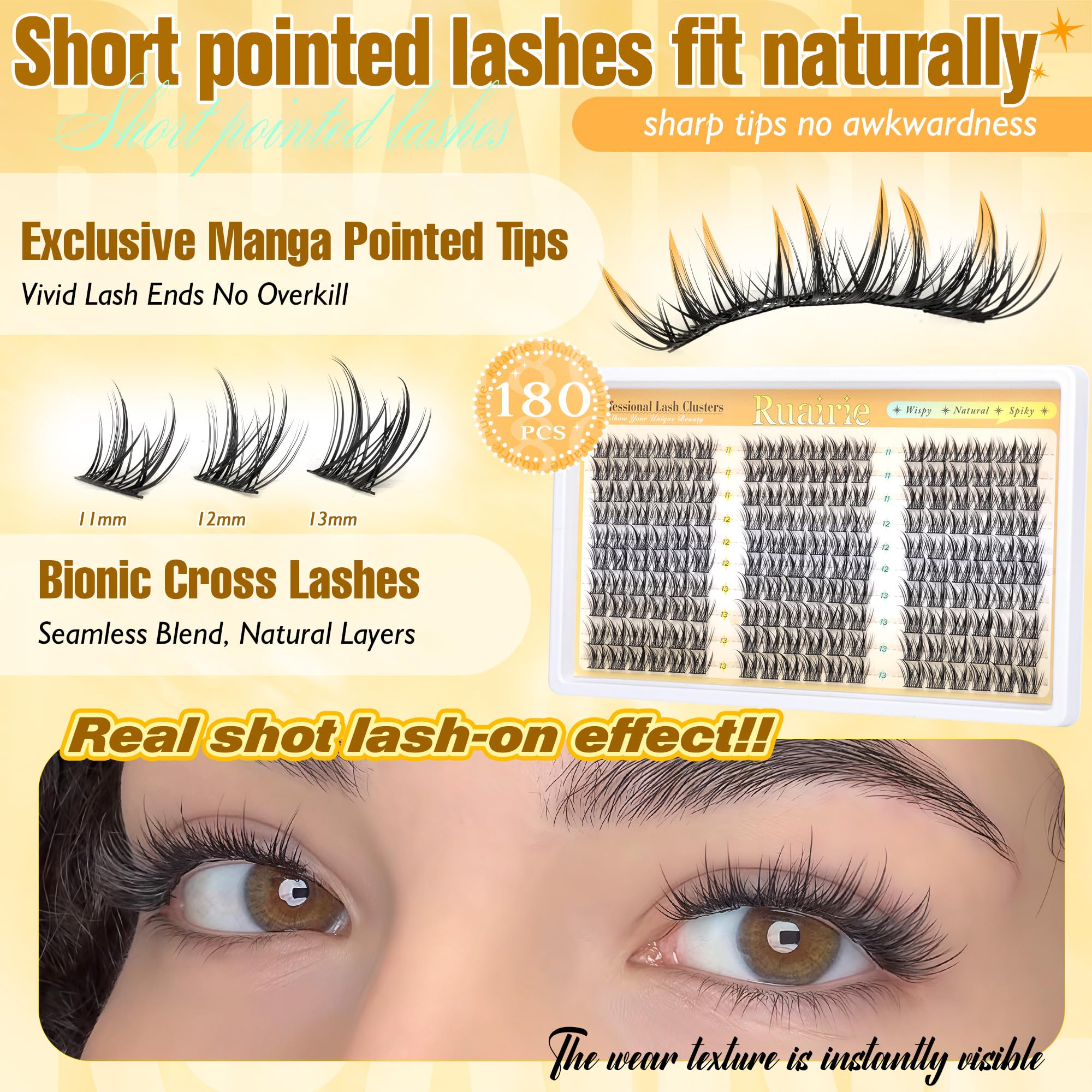 Ruairie manga lash clusters easy-application for beginner-friendly DIY lash art.