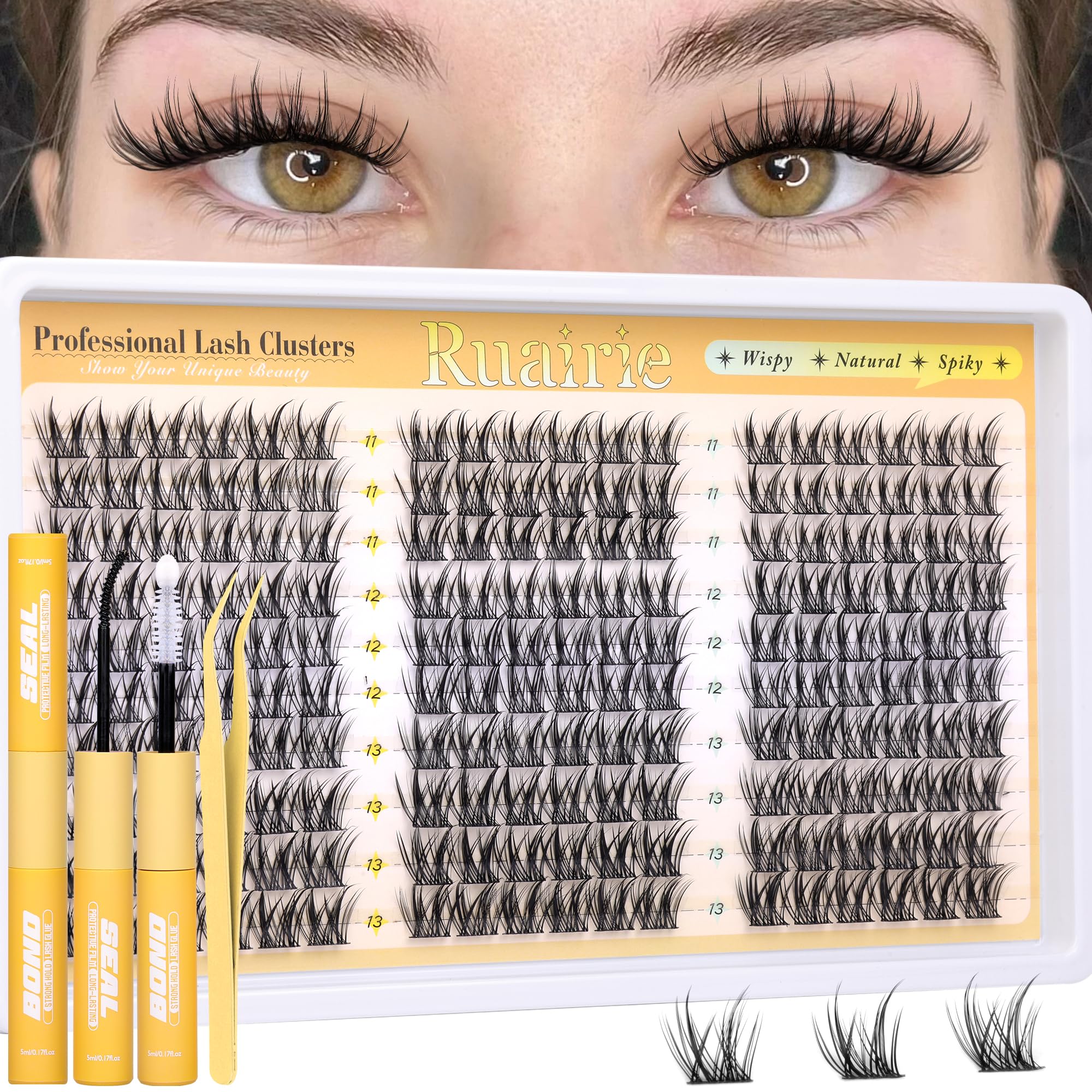 Ruairie Manga Lash Clusters Kit spike design close-up for eye enlargement.