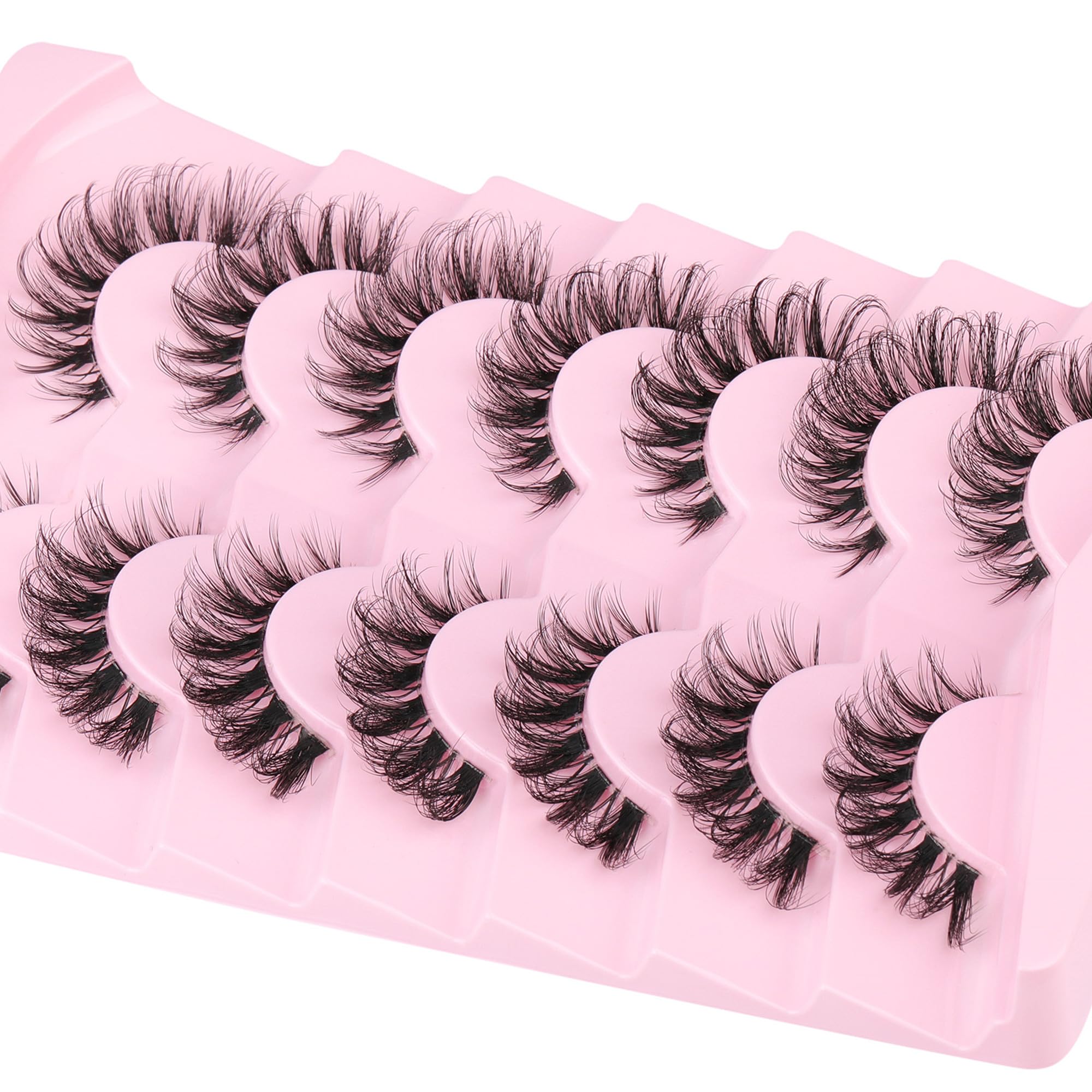Ruairie wispy cat-eye lashes enhance eye-opening with gentle definition.