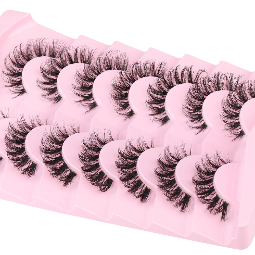 Ruairie wispy cat-eye lashes enhance eye-opening with gentle definition.