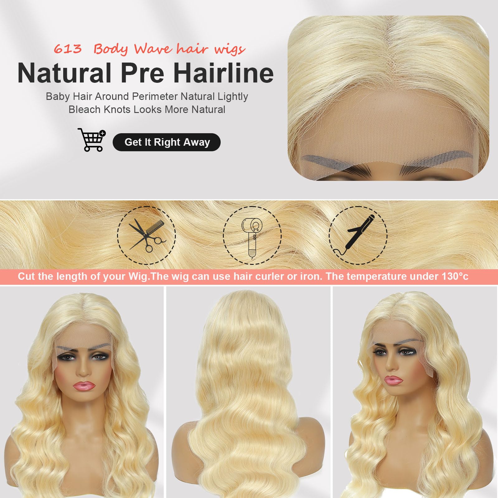 Ruaswey 200 density blonde wig offering full, natural volume and movement