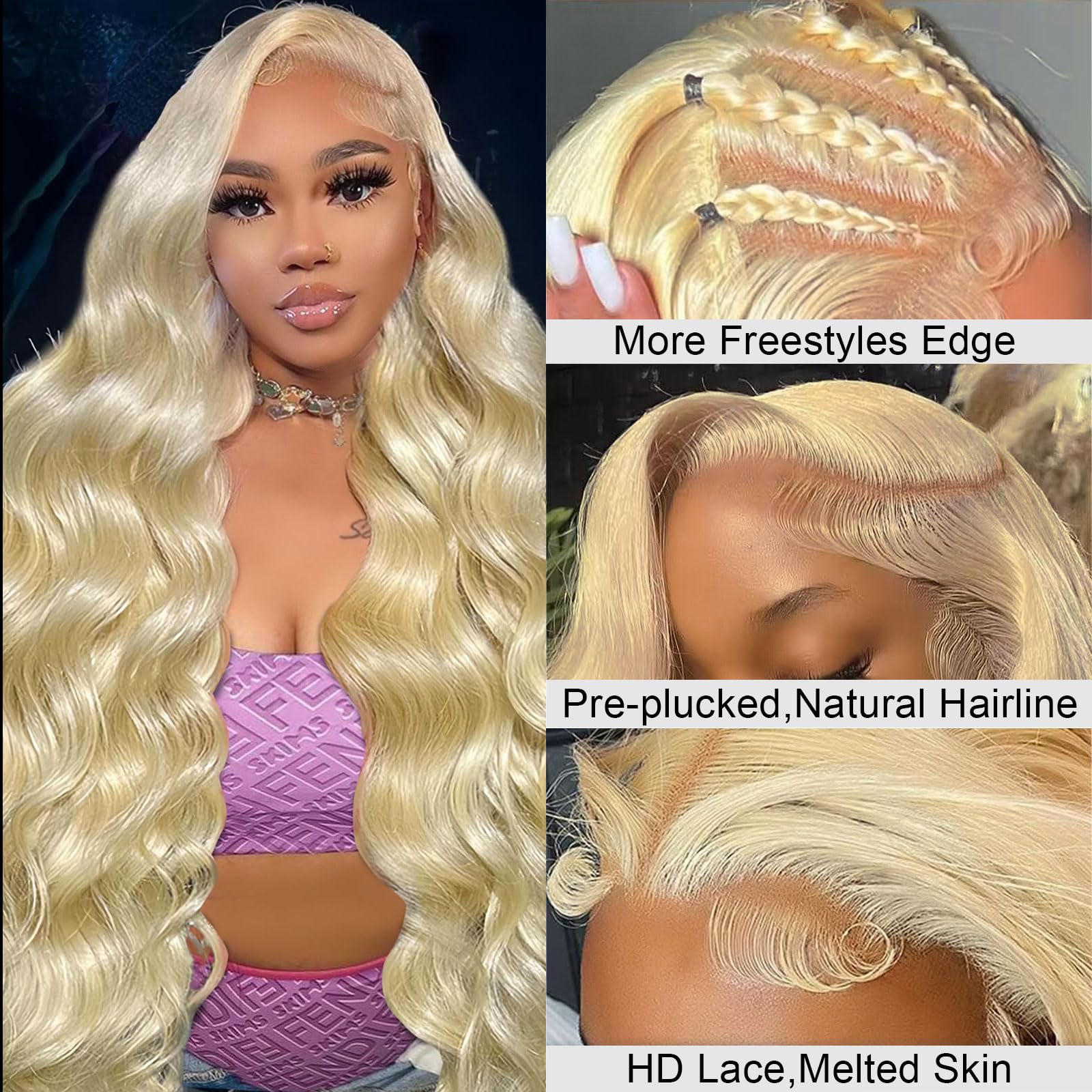 Ruaswey 613 HD lace front wig showing pre-plucked hairline for quick styling