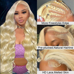 Ruaswey 613 HD lace front wig showing pre-plucked hairline for quick styling