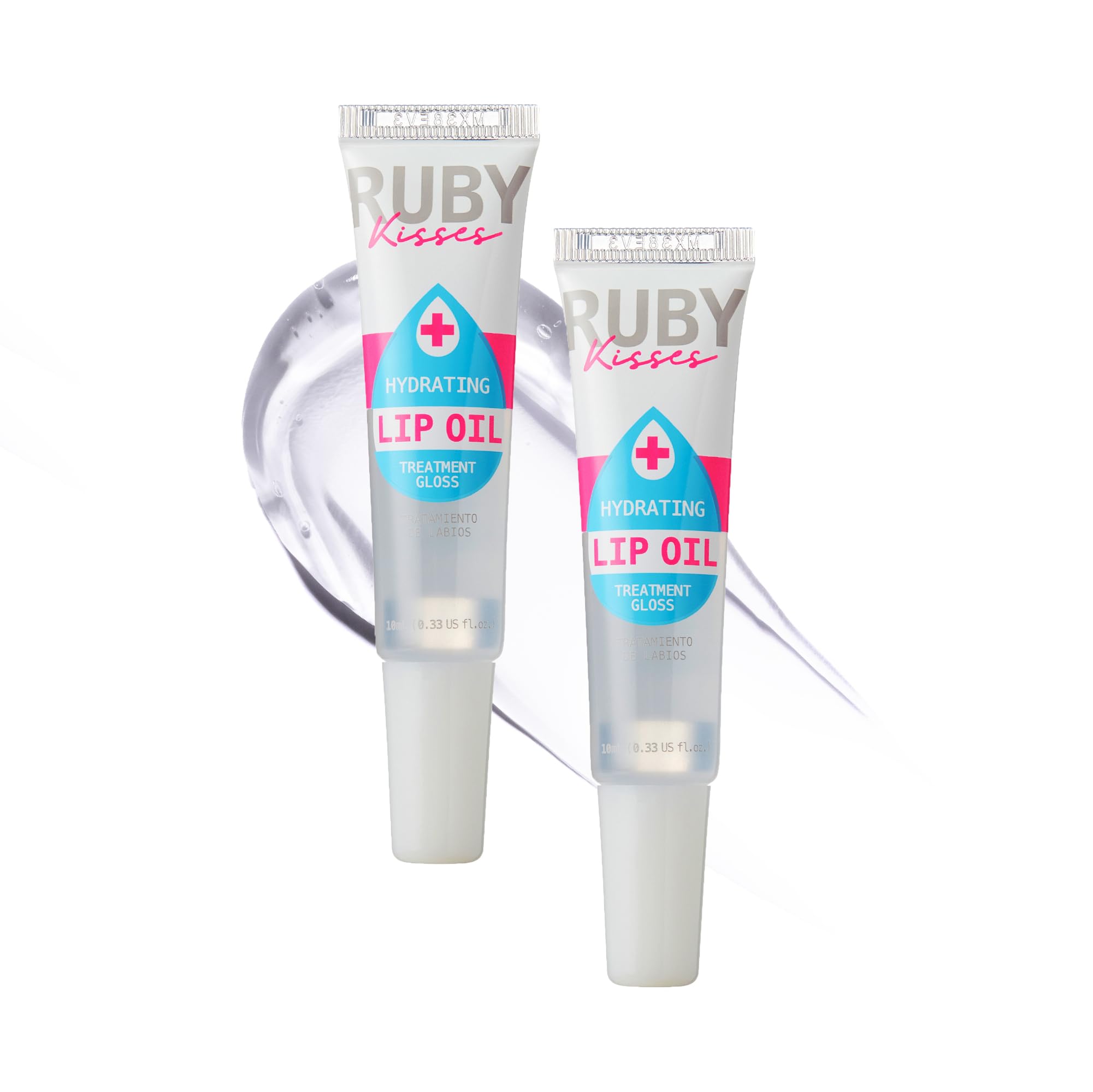 Ruby Kisses aceite labial hidratante claro, botella para hidratación duradera en cualquier momento.