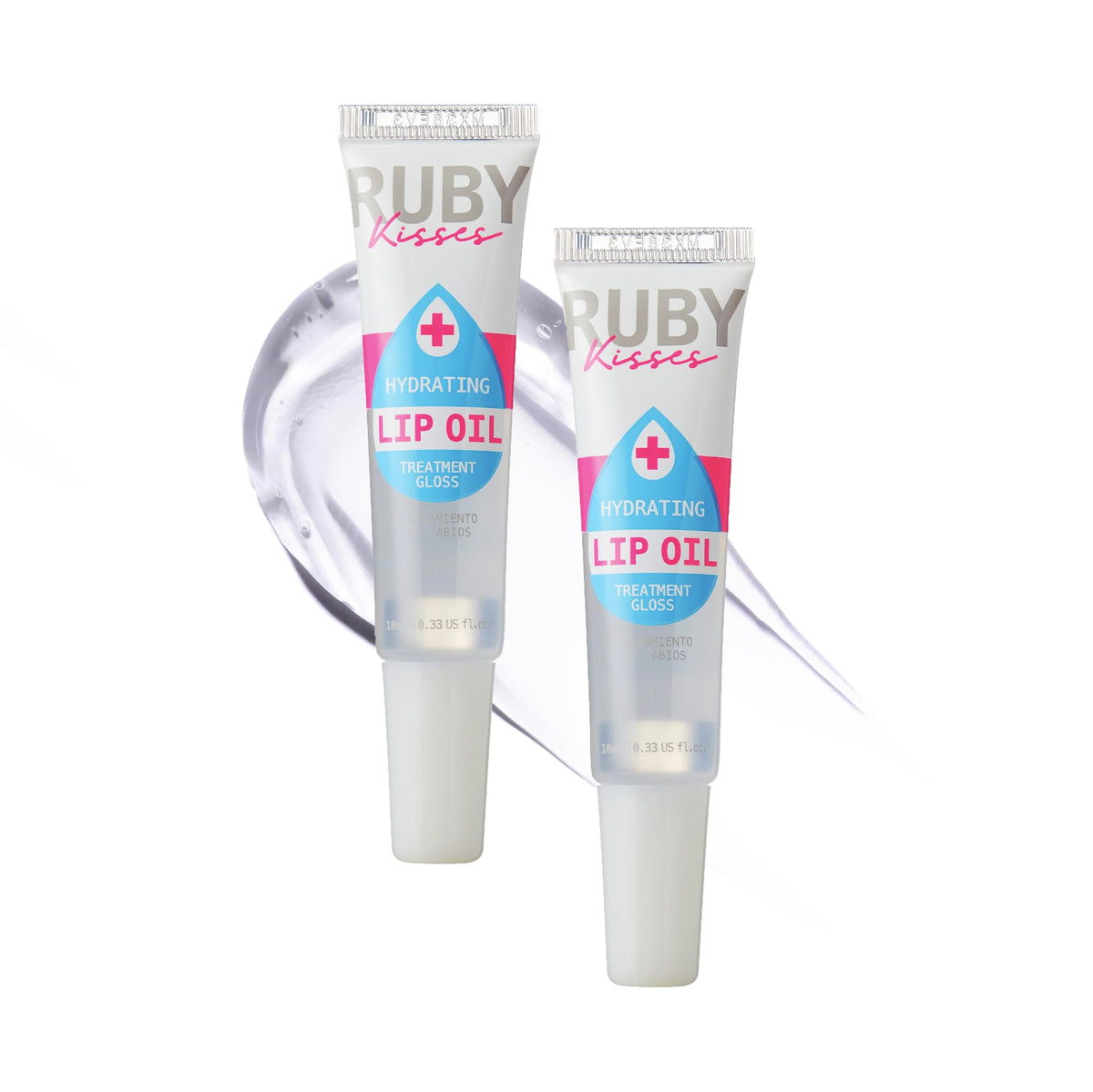 Ruby Kisses aceite labial hidratante claro, botella para hidratación duradera en cualquier momento.