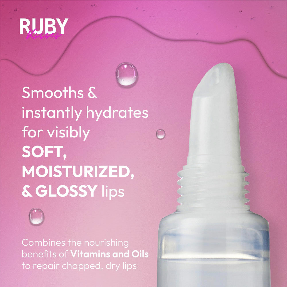 Uso diario del brillo labial hidratante Ruby Kisses para retoques rápidos.
