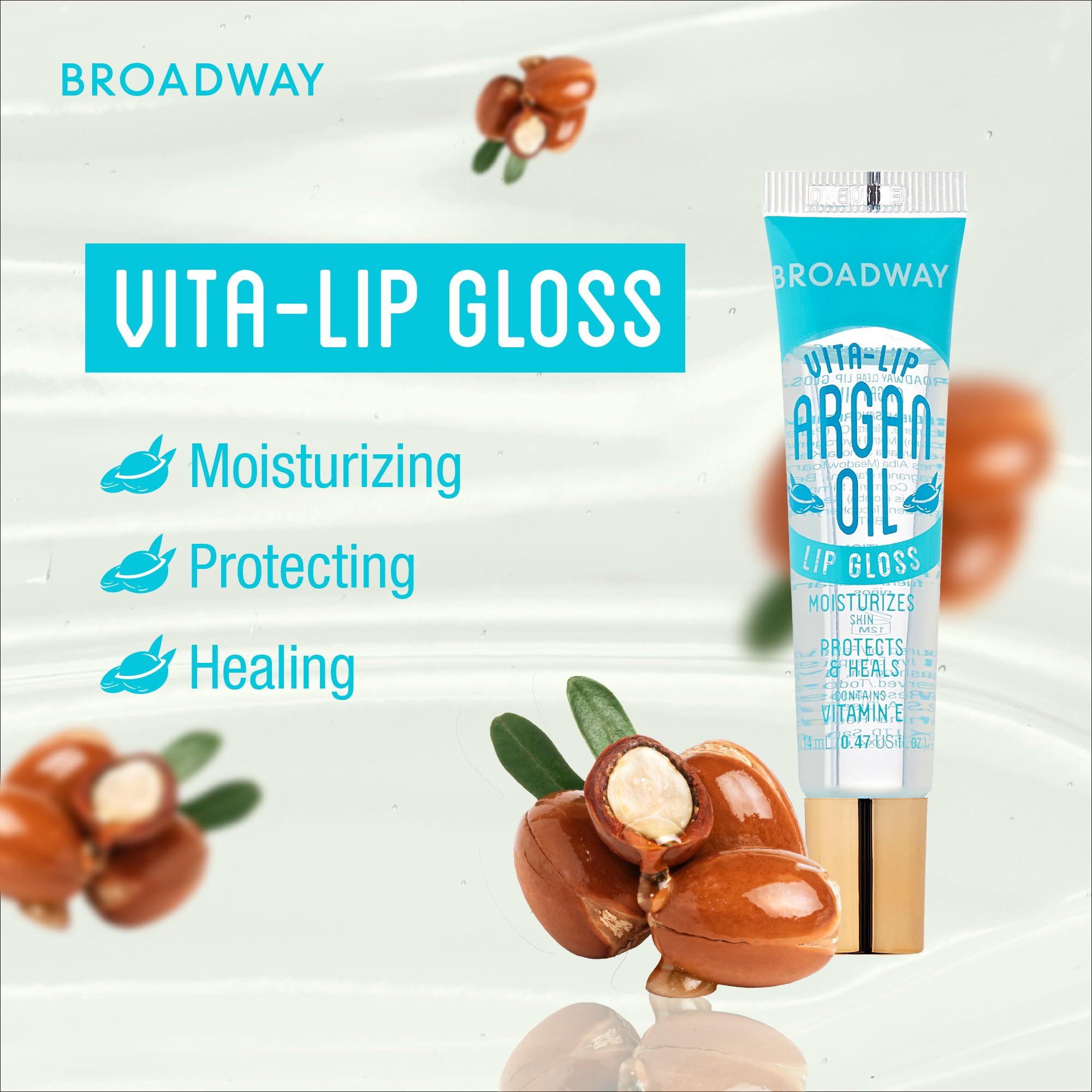Ruby Kisses Broadway Vita-Lip gloss applied on lips for high shine