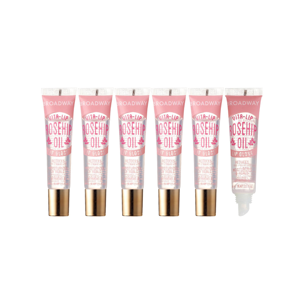 Ruby Kisses Broadway Vita-Lip Gloss brillo alto para labios deslumbrantes.