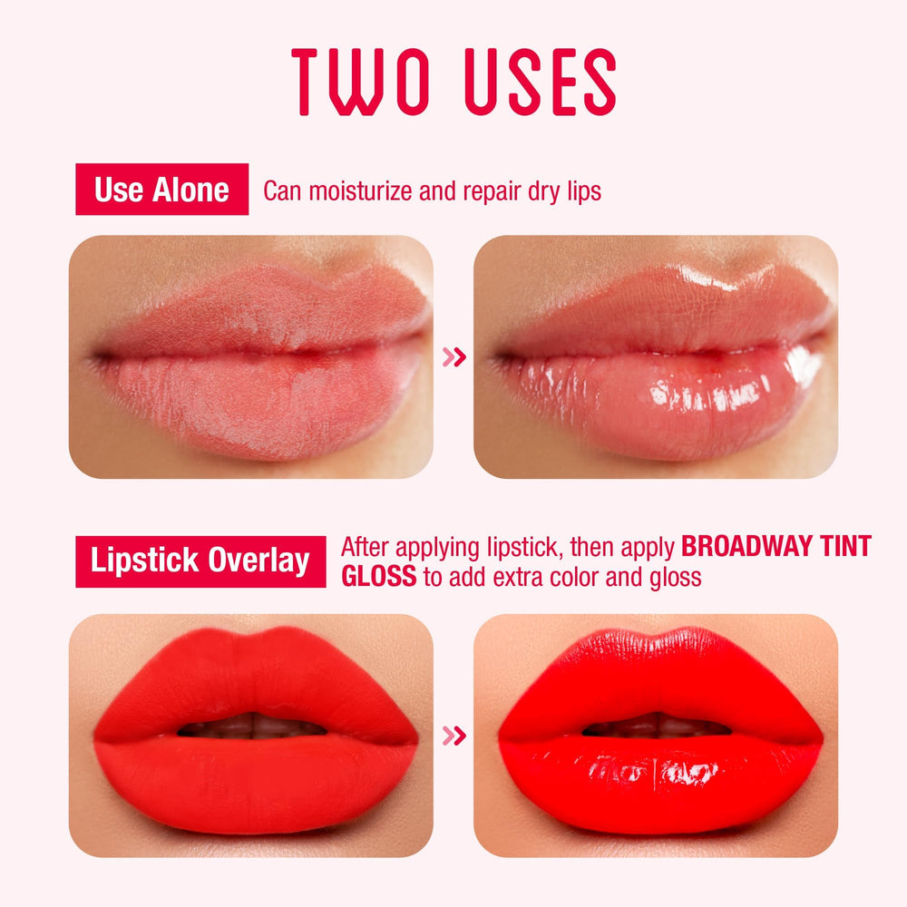 Ruby Kisses Broadway Vita-Lip, textura gel ligera, color suave para uso diario.