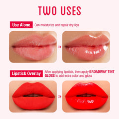 Ruby Kisses Broadway Vita-Lip, textura gel ligera, color suave para uso diario.