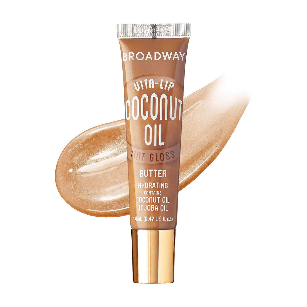 Ruby Kisses Broadway Vita-Lip gloss on lips with shiny finish