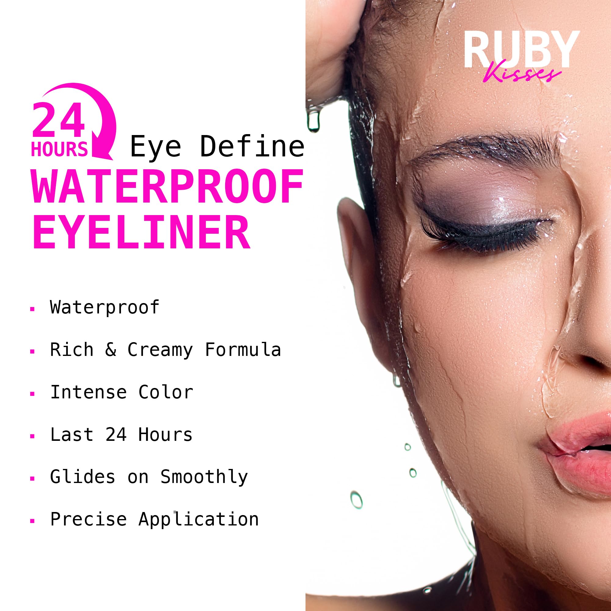 Delineador de ojos cremoso Ruby Kisses en blanco, deslizamiento suave