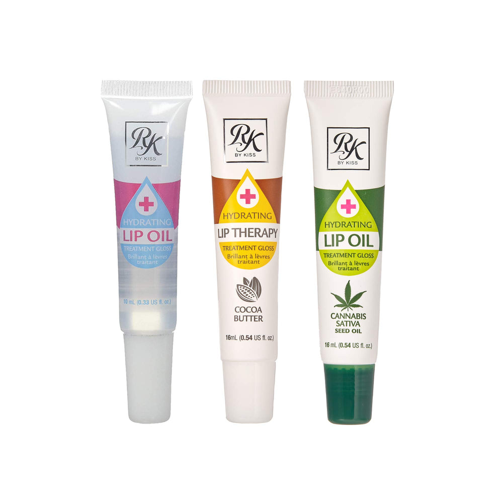 Ruby Kisses Hydrating Lip Oil in a clear bottle for deep moisture.