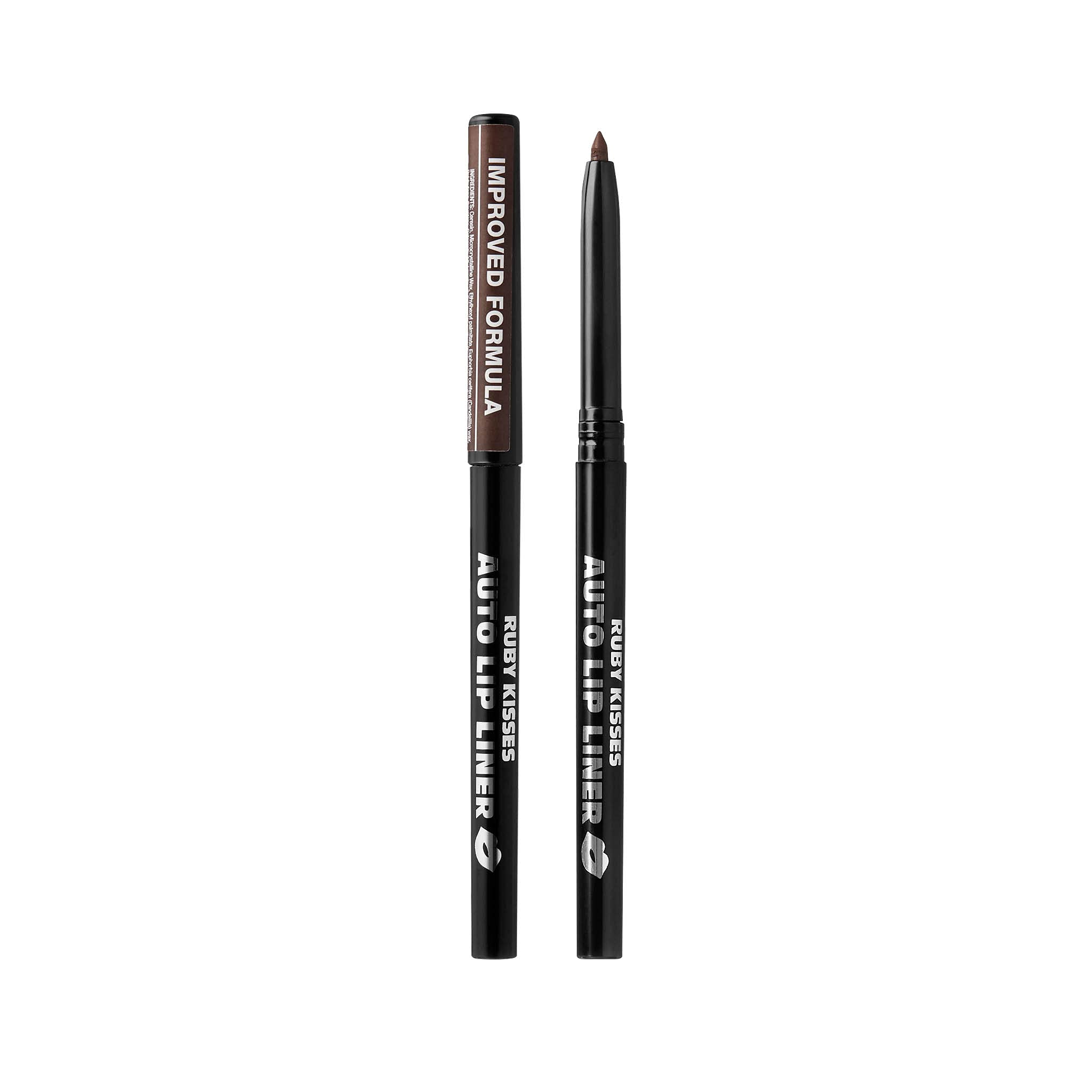 Ruby Kisses lapiz perfil labios automatico marron oscuro, aplicacion suave y sin necesidad de sacapuntas.