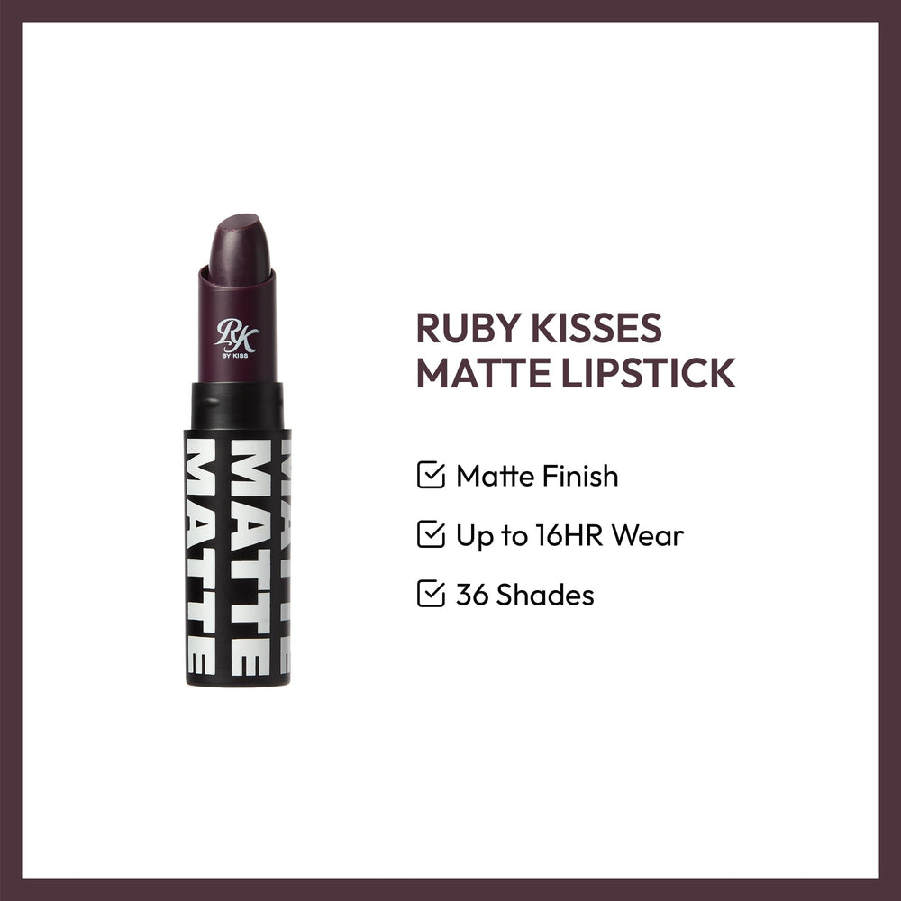 Ruby Kisses Lipstick Blackberry acabado mate duradero ideal para uso diario y nocturno