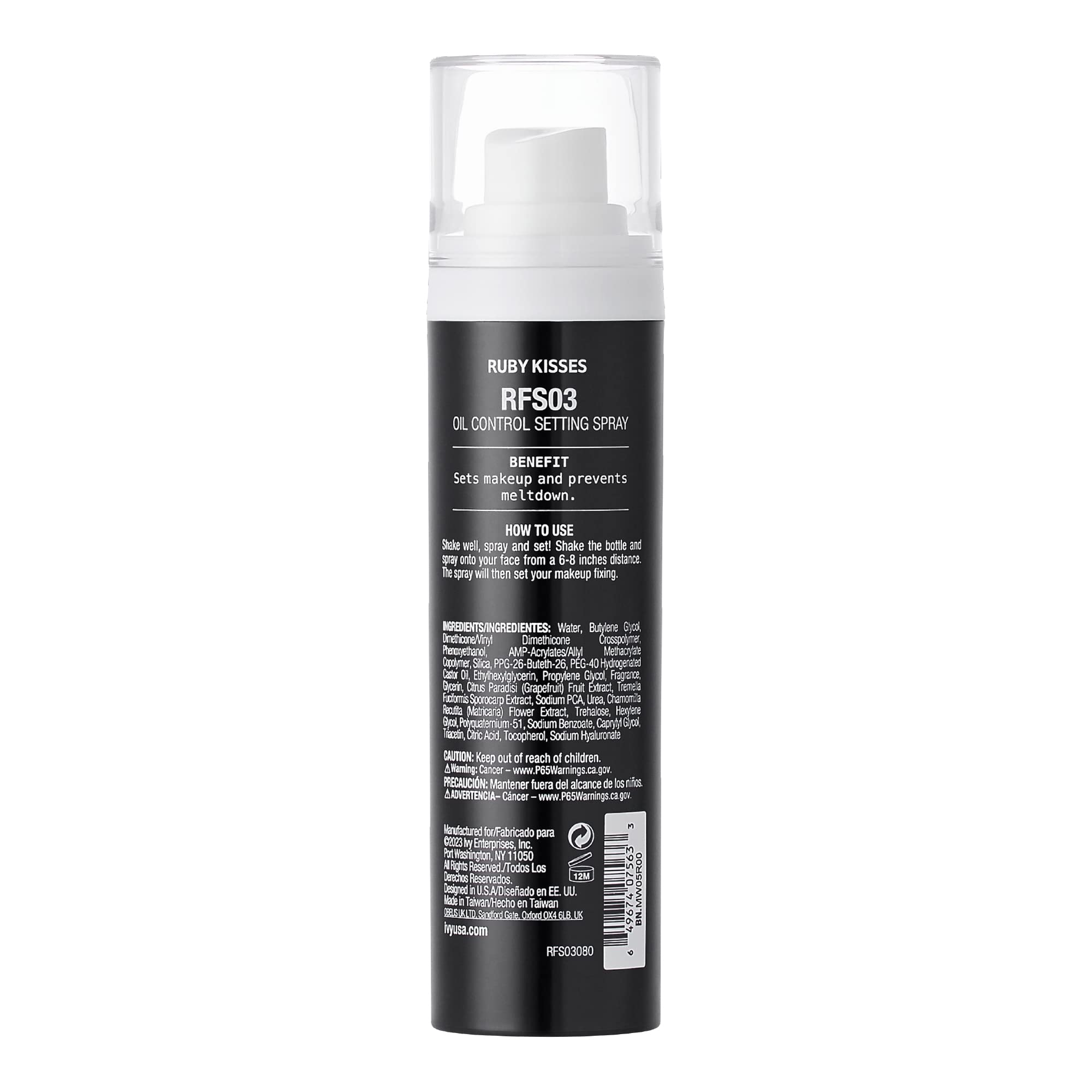 Ruby Kisses Setting Spray bottle enables quick, easy touch-ups.