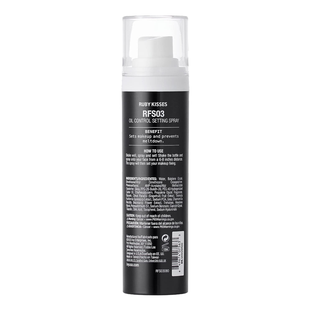 Ruby Kisses Setting Spray bottle enables quick, easy touch-ups.