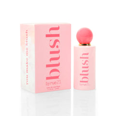 Rue 21 Blush Eau De Parfum bottle front highlights feminine design and fruity floral allure for daily wear
