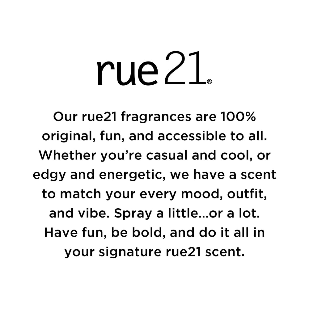 Rue 21 Blush fragrance notes graphic invites curiosity about fruity floral layers