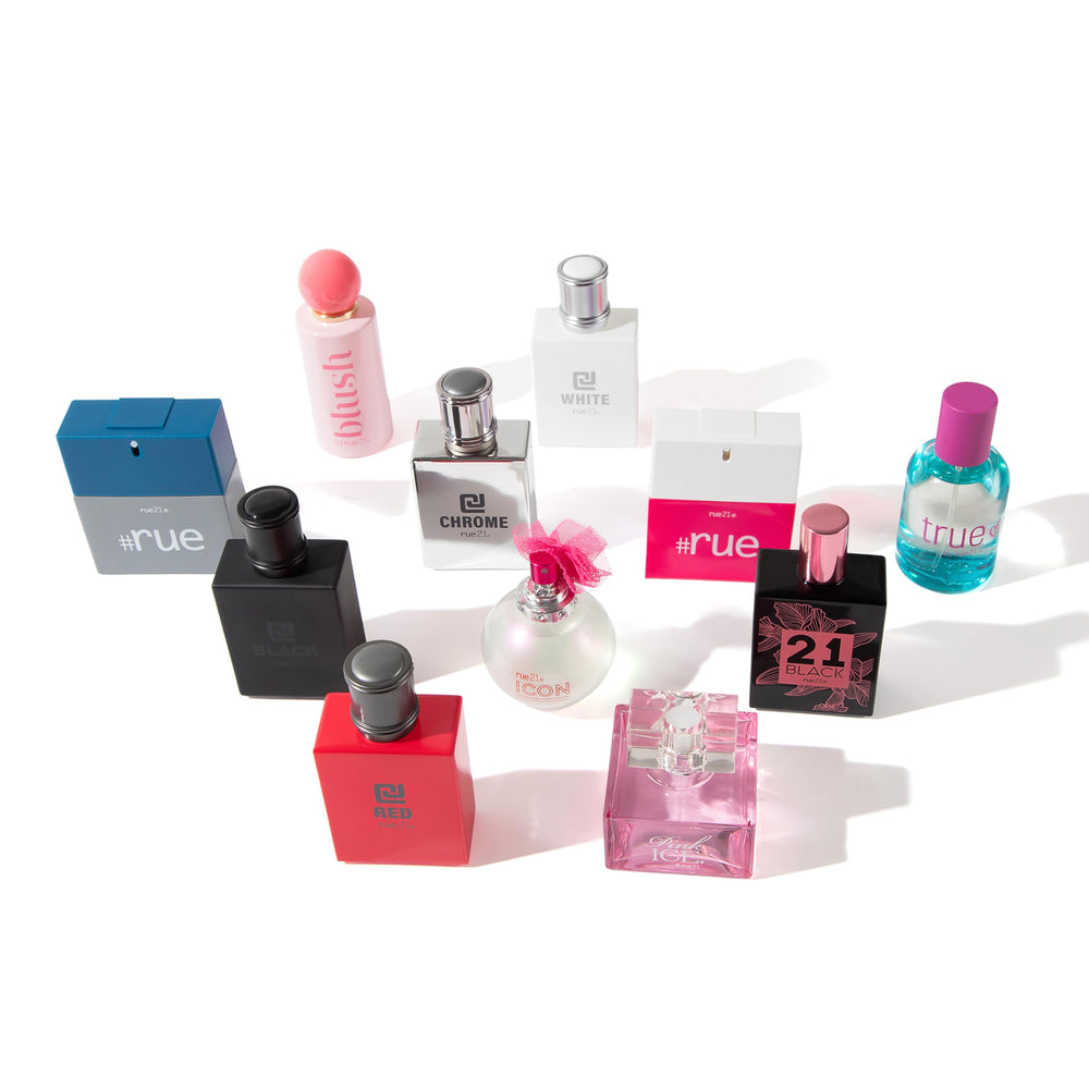 Rue 21 Pink Ice travel-size bottle for on-the-go scent.