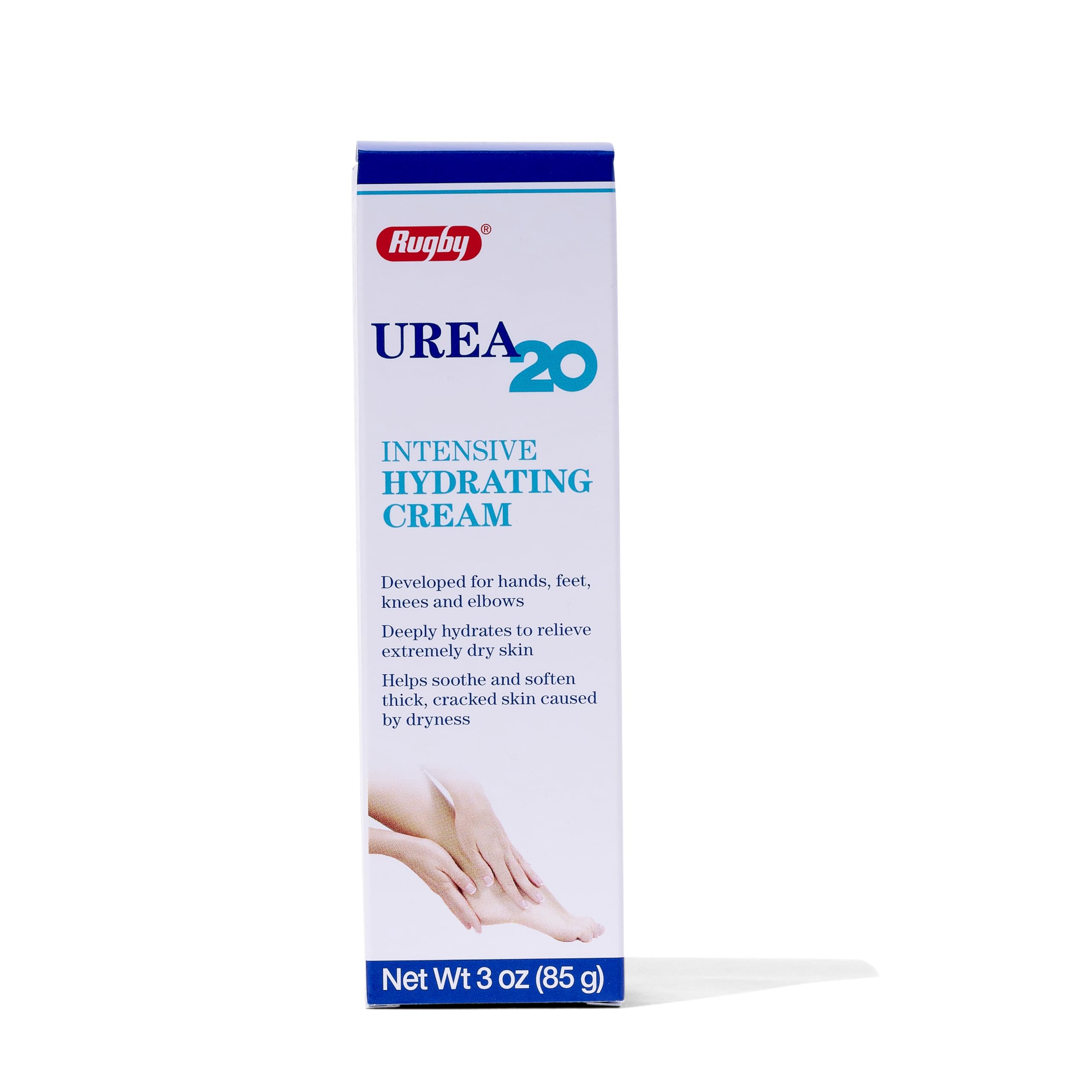 Rugby Laboratories urea 20% intensive hydrating cream tube deeply nourishes very dry skin.