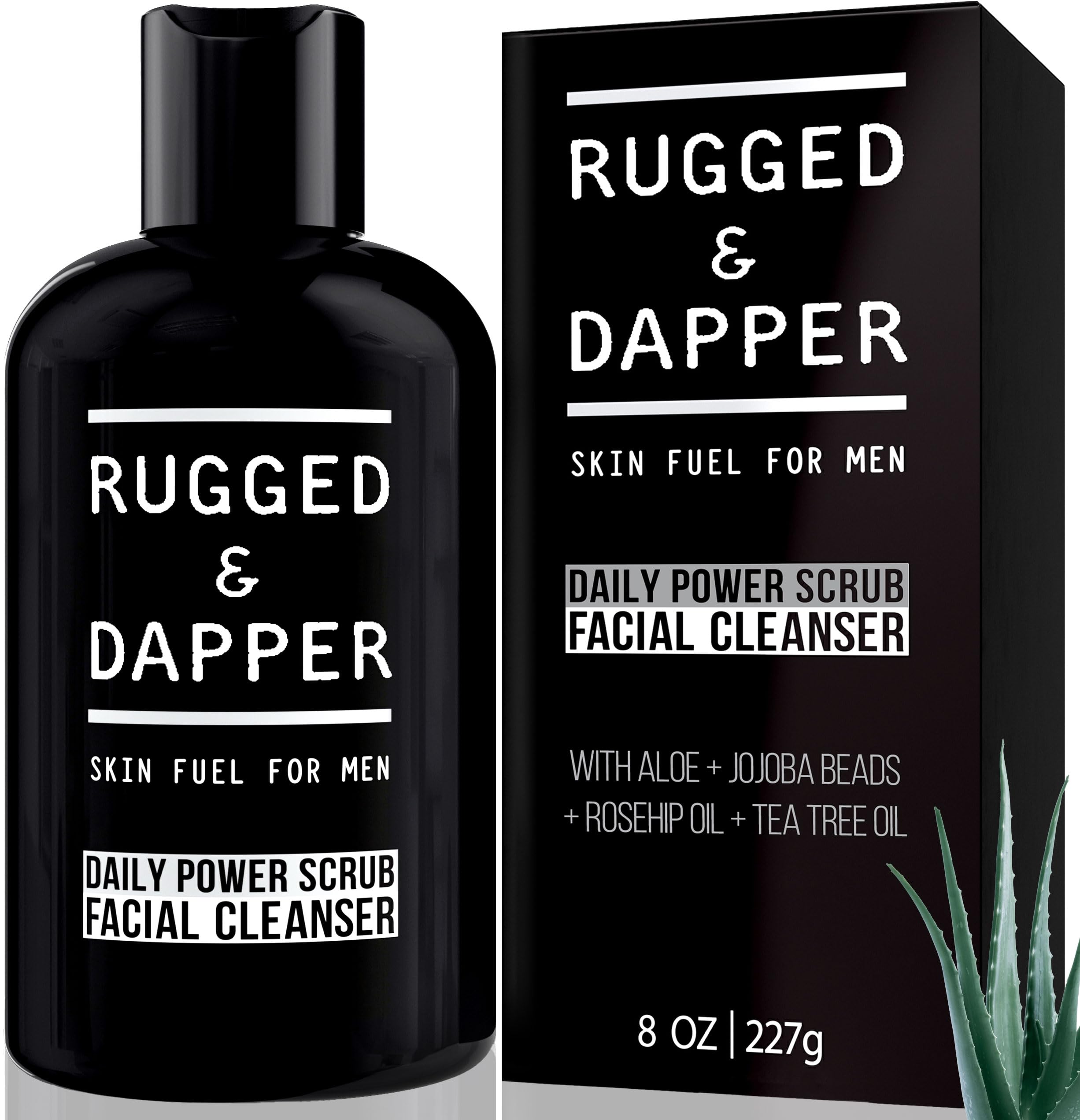 Rugged & Dapper daily face wash bottle delivering a refreshing morning cleanse.