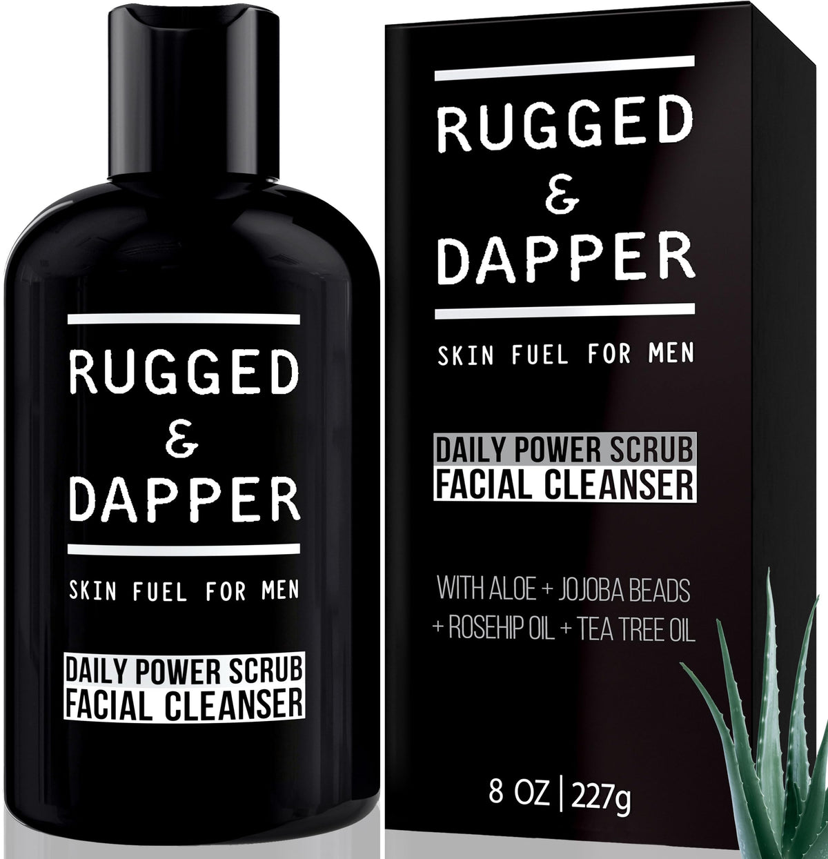Rugged & Dapper daily face wash bottle delivering a refreshing morning cleanse.