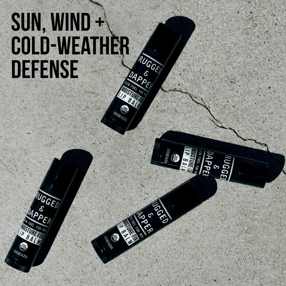RUGGED & DAPPER lip balm delivers a masculine matte finish.