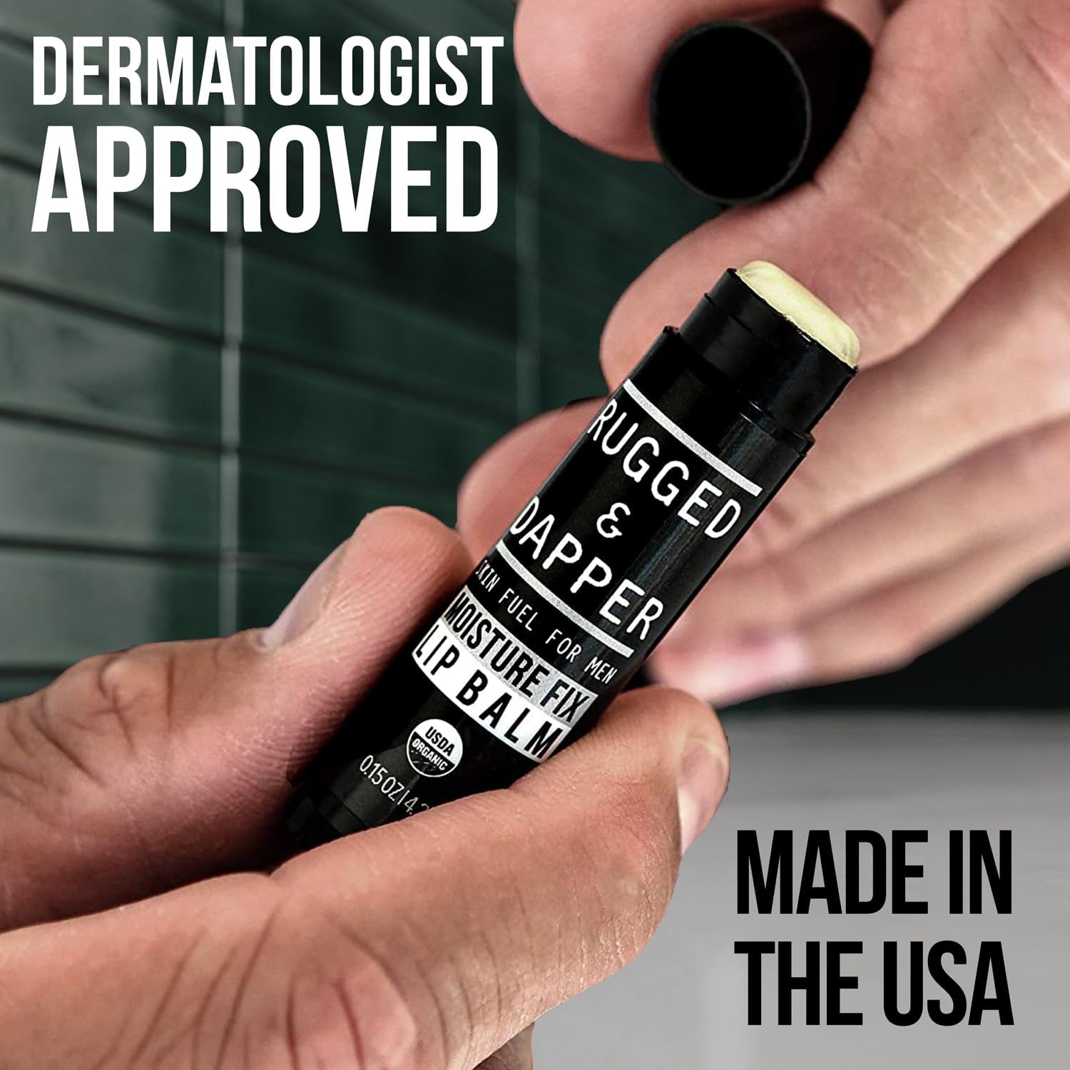 RUGGED & DAPPER lip balm produced in a USA-made facility.